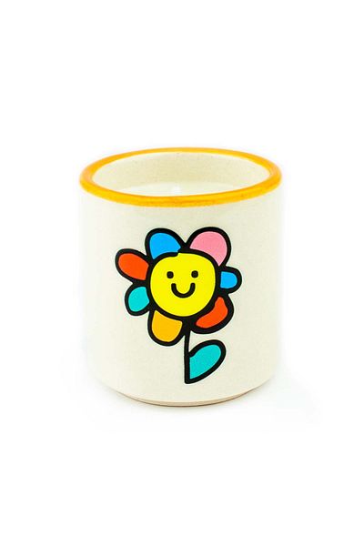 PALTO TASARIM Colorful Daisy Ceramic Decorative Scented Candle - 1 Gift Candle