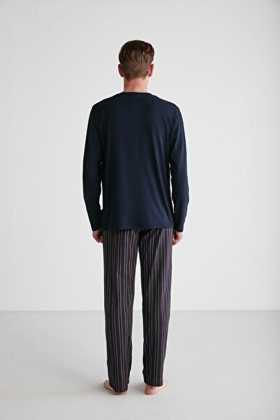 U.S. Polo Assn. 18738 Ανδρικό σετ πιτζάμες με μακρυμάνικη μπλέ μπλέ μπλέ