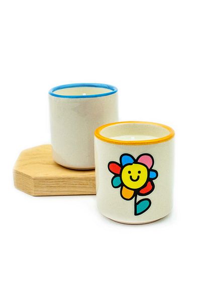 PALTO TASARIM Colorful Daisy Ceramic Decorative Scented Candle - 1 Gift Candle