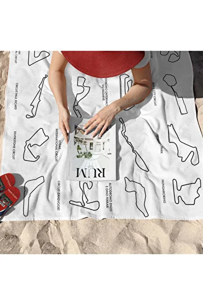 The Lucid Lab All Tracks White / Formula 1 Tracks Beach Towel