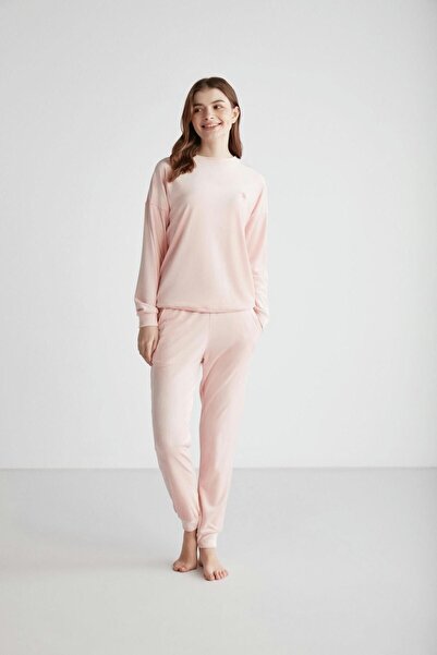 U.S. Polo Assn. U.S. POLO ASSN. - Kadın Pembe Yuvarlak Yaka Pijama Takımı 024K.AS1TR6APL94S9