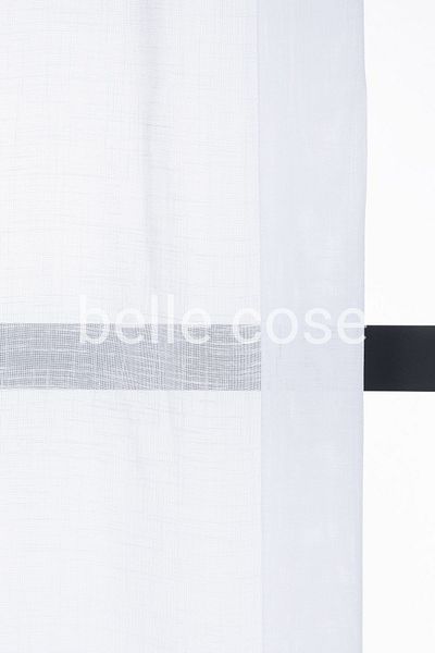 Belle Cose Sofia White Linen Look Pleated Tulle Curtain - 1x2 Wide Pleat