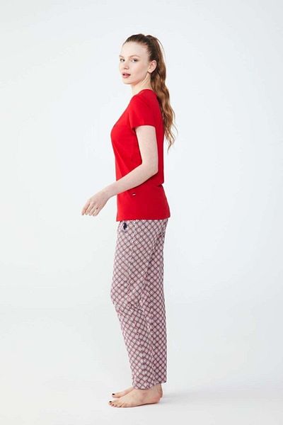 U.S. Polo Assn. Women's Red Patchwork Pajama Set