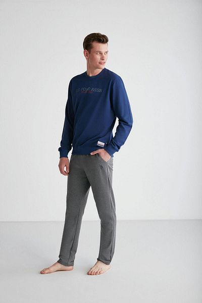 U.S. Polo Assn. Ανδρικό σετ υπνοδωματίων Navy Blue με στρογγυλή λαιμόκοψη - 18757