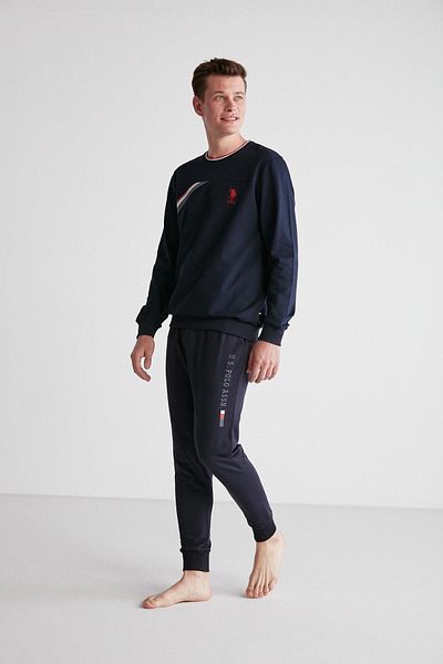 U.S. Polo Assn. Σετ πιτζάμες ανδρικό Navy Blue 18703 Model με στρογγυλή λαιμόκοψη