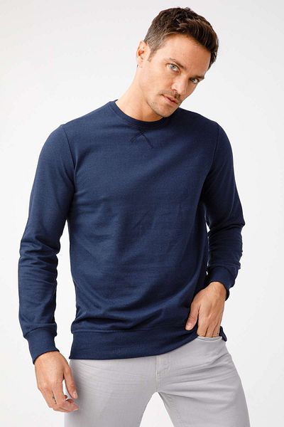 İgs Ανδρικό φούτερ Navy Blue Modernfit / Extra Slim Fit Crew Neck