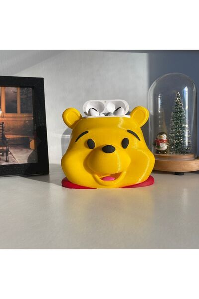 huni Airpods Şarj Stand Sevimli Ayı Winnie the Pooh El Boyaması Kablosuz Kulaklık Tutucu