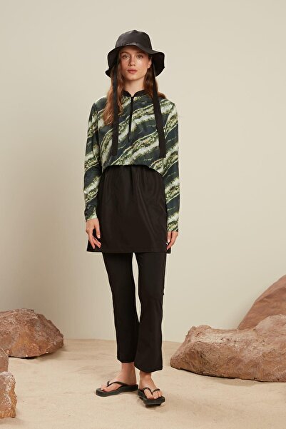 Manuka Zielony materiał spadochronowy – 3-częściowy strój kąpielowy z zatopionym hidżabem