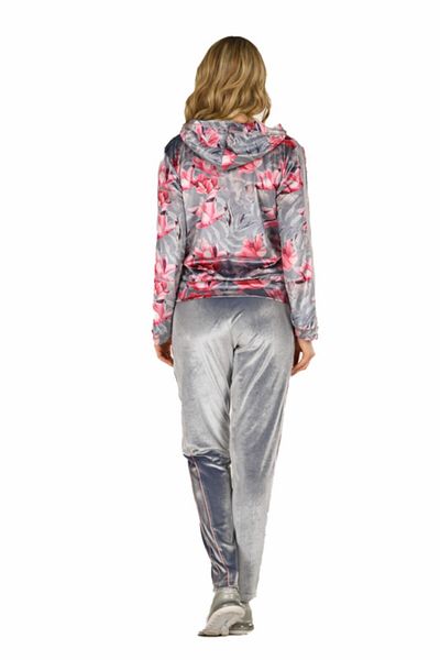 Jiber Women's Velvet Hooded Patterned Pajamas Set Jbr-3902