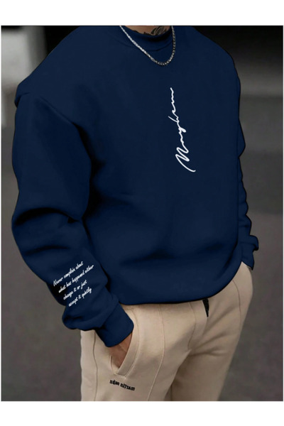 MOONBULL Ανδρική μπλούζα oversize - στάμπα με υπογραφή στο στήθος, στάμπα με ...