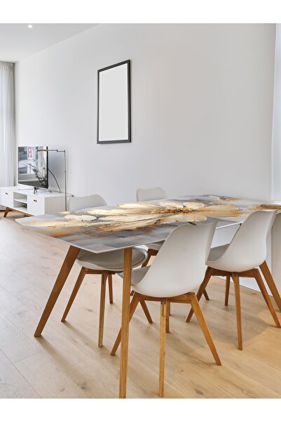 Akıllı Kağıt Özel Baskılı Kendinden Yapışkanlı Desenli Cam Görünümlü Kalın Masa Sehpa Kaplama Masa Koruyucu