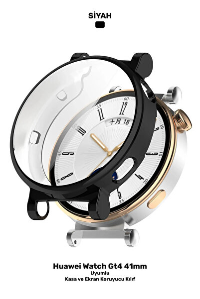 CONOCER Huawei Watch GT4 41mm Uyumlu Kasa ve Ekran Koruyucu 360 Tam Koruma Si...