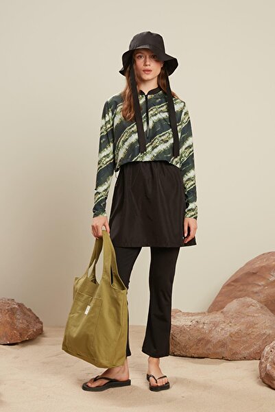 Manuka Zielony materiał spadochronowy – 3-częściowy strój kąpielowy z zatopionym hidżabem