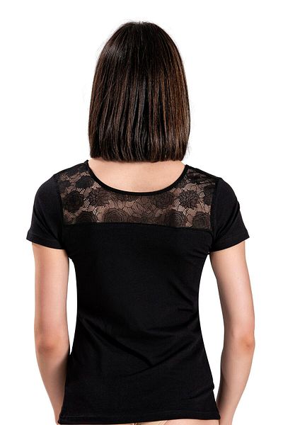 Jiber Women's Black V-Neck Half Sleeve Undershirt 538