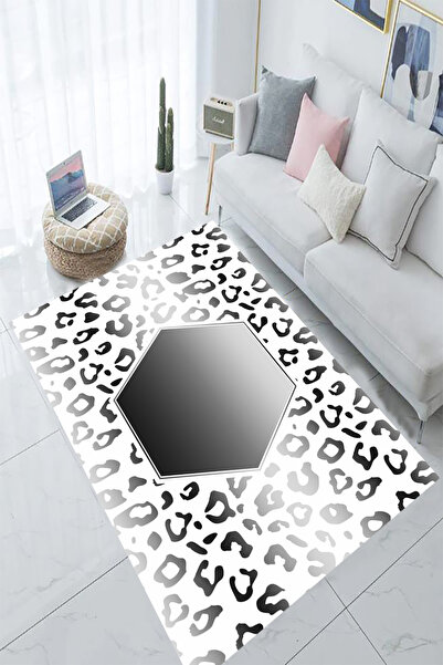 eco concept Gri Renk Halı, Leopar Desen Halı, Salon Halısı, Yıkanabilir Halı,...