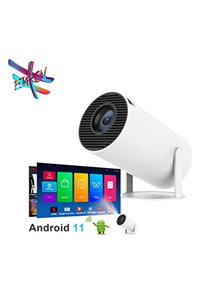 HEJARON LOBO Beyaz Taşınabilir Sinema Projektörü 1280 * 720P Ev Sineması Bluetooth Android 11 Akıllı