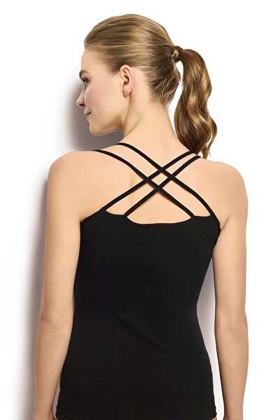 Jiber Women's Black Double String Tank Top 509