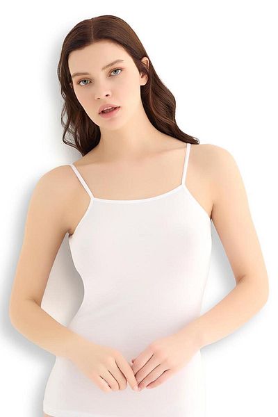 Jiber Women's White Cotton Lycra Rope Strap Athlete 503