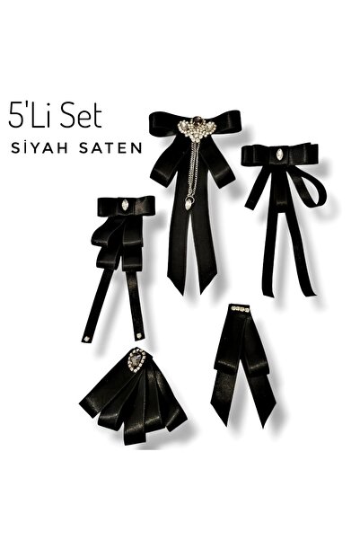 pegu baby collection SİYAH 5'Lİ SATEN VİCTORİA SET LUKS YAKA İĞNE YAKA BROŞ K...