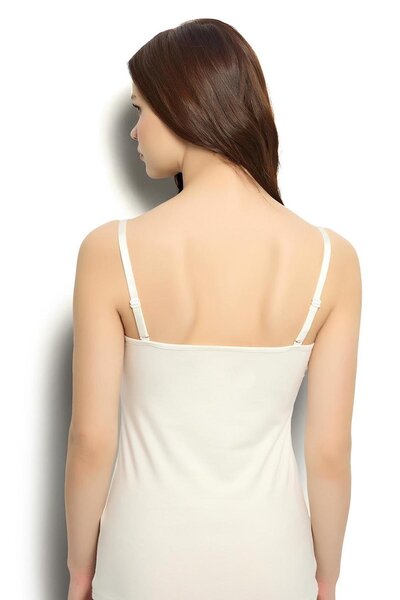 Jiber Ecru Satin Women &Apos; S Undershirt with Collar and Adjustable Straps, Model 625