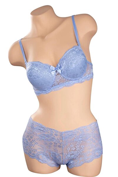 irem içgiyim Baby Blue Supported Padded Women's Bra Set