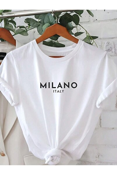 over head oh Tricou Alb Oversize - Femei Imprimat Milan