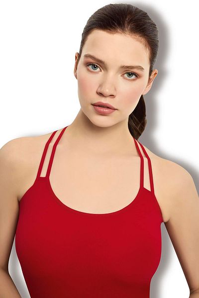Jiber Women's Red Double String Tank Top 509