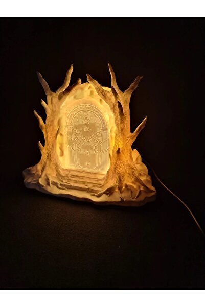 Root Made Yüzüklerin Efendisi Durin Kapısı Ledli Dekoratif Masa Lamba Lotr Bi...