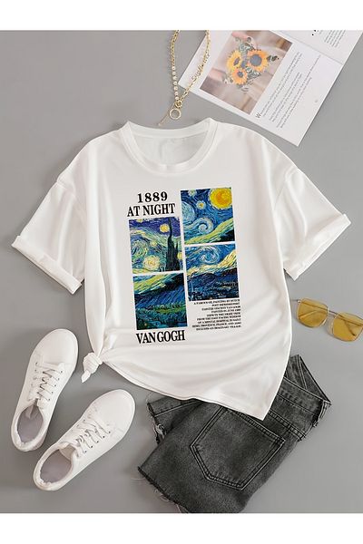 Let's Wear Μπλουζάκι Unisex Premium με στάμπα Van Gogh On Night