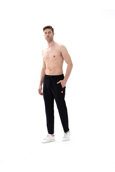 Jiber Pantaloni de sport negri cu două fire pentru bărbați 2052