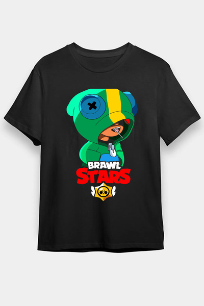 FULL TOLERANCE Unisex Cocuk Siyah Brawl Stars Leon Karakterli Tişörtü