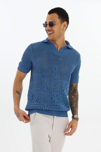 King Brothers Men's Cotton Polo Neck Regular Fit Knitwear T-shirt