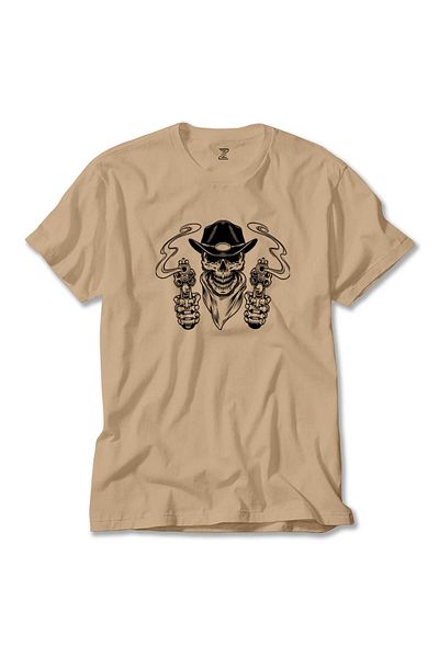 Z zepplin Κρεμ μπλουζάκι με σχέδιο Cowboy Skull