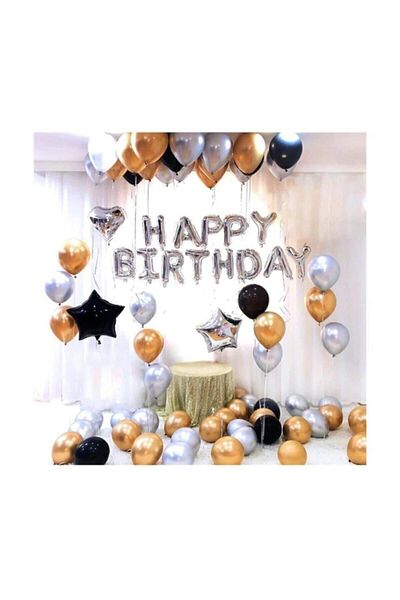 BalonEvi Plus Birthday Balloon Combination Silver Kb1252