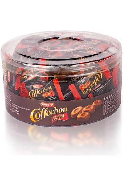 KONAK Coffeebon Extra 350 Gr - Pvc Acetate Box, Bonbon Sugar with Milk and Butter Coffee