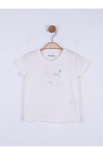 NK Girl's Cotton Silver Shiny Written Mila T-shirt