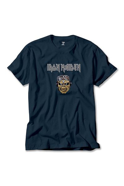 Z zepplin Μπλουζάκι Iron Maiden Zombie Surface Pattern Navy Blue