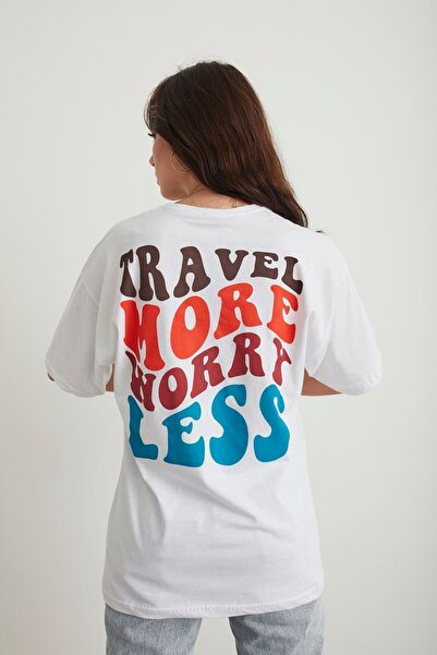 Mad&Calf Γυναικείο μπλουζάκι με στάμπα σε λευκό ταξίδι