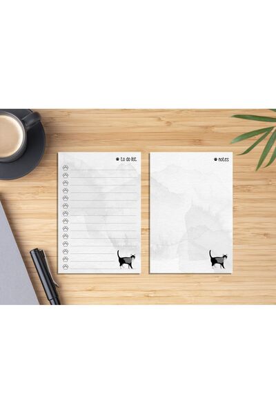 Özen Matbaası Kedi Detaylı 2'li A5 Notepad / Memopad / Bloknot / Defter
