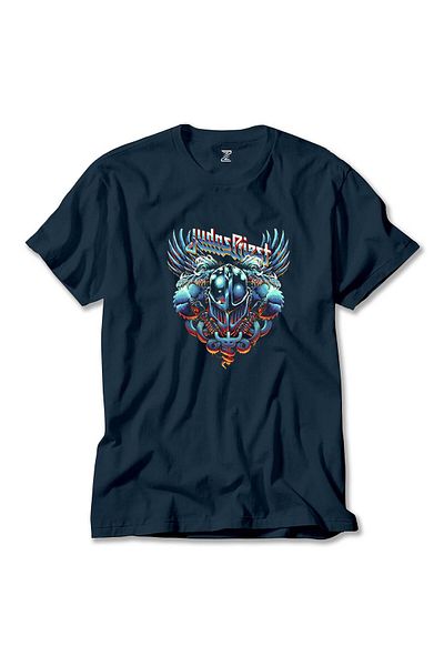 Z zepplin Judas Priest Painkiller - Navy Blue Facing T-Shirt
