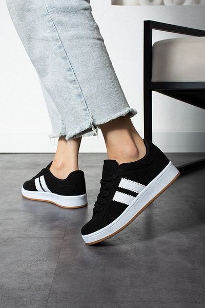 lord's ayakkabı Adidași cu talpă ortopedică în dungi alb-negru
