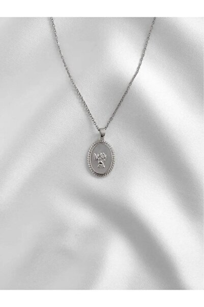 Sepetten Eve Kadın Paslanmaz Çelik Gümüş Oval Otantik Eros Aşk Tanrısı Figürl...