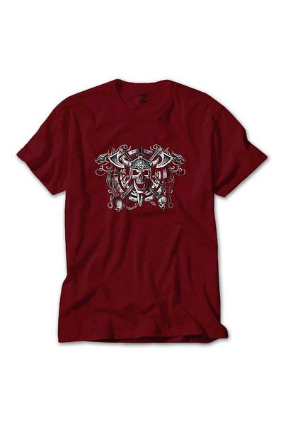 Z zepplin Amon Amarth Vikings - Red Skeleton Print T-Shirt