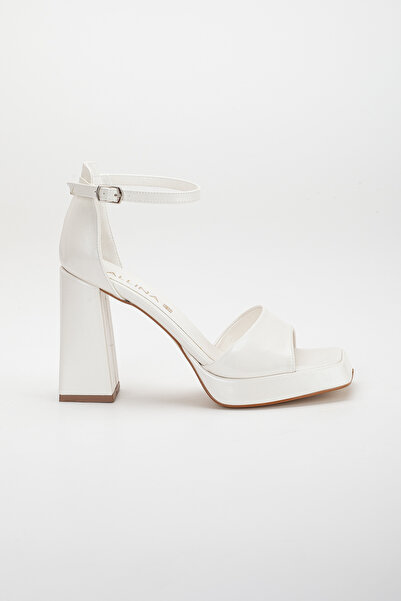 LİLLA Kadın Kalın Topuklu Köşeli Platform Sedef Rengi Gelinlik Ayakkabısı