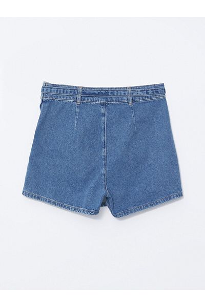 LC Waikiki Standard Fit Women's Jean Shorts Skirt - Waist Belt