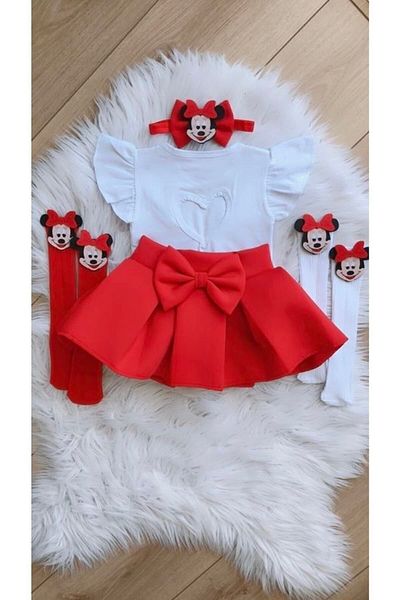 Kokosh kidss Girl's Red Minie Mause Set