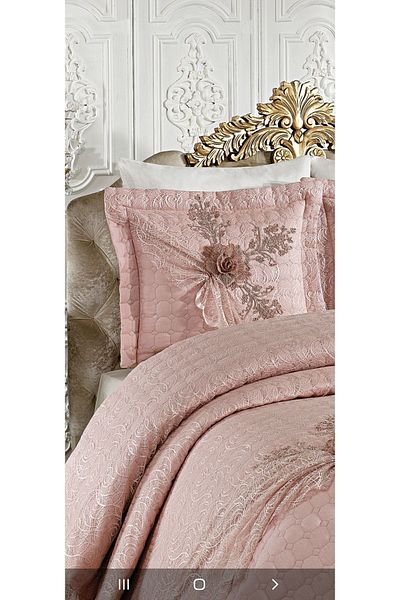 BALADI HOME Κάλυμμα κρεβατιού προίκας (Σετ 4 τεμαχίων) Γαλλική δαντέλα και καπιτονέ χάντρες υψηλής ποιότητας
