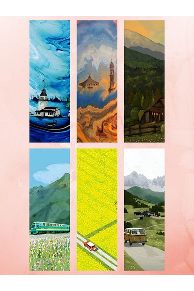 tsugame Σετ σελιδοδεικτών δώρου Special Design Landscape 6 τεμαχίων