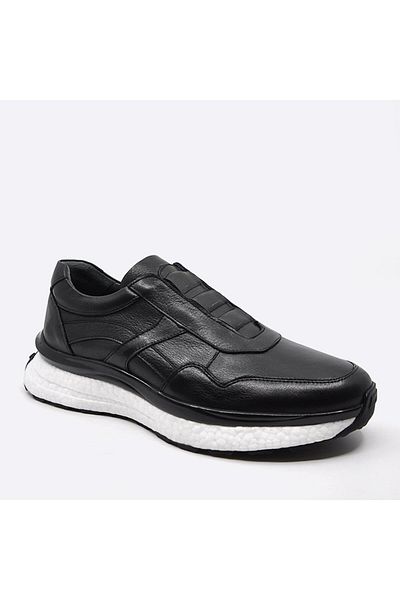 Fosco Black Genuine Leather Sneaker Shoes 2986