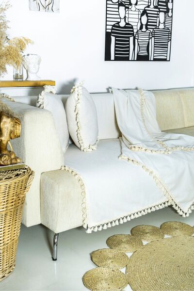 NDC HOME Raw Linen Authentic Sofa Cover Sofa Throw